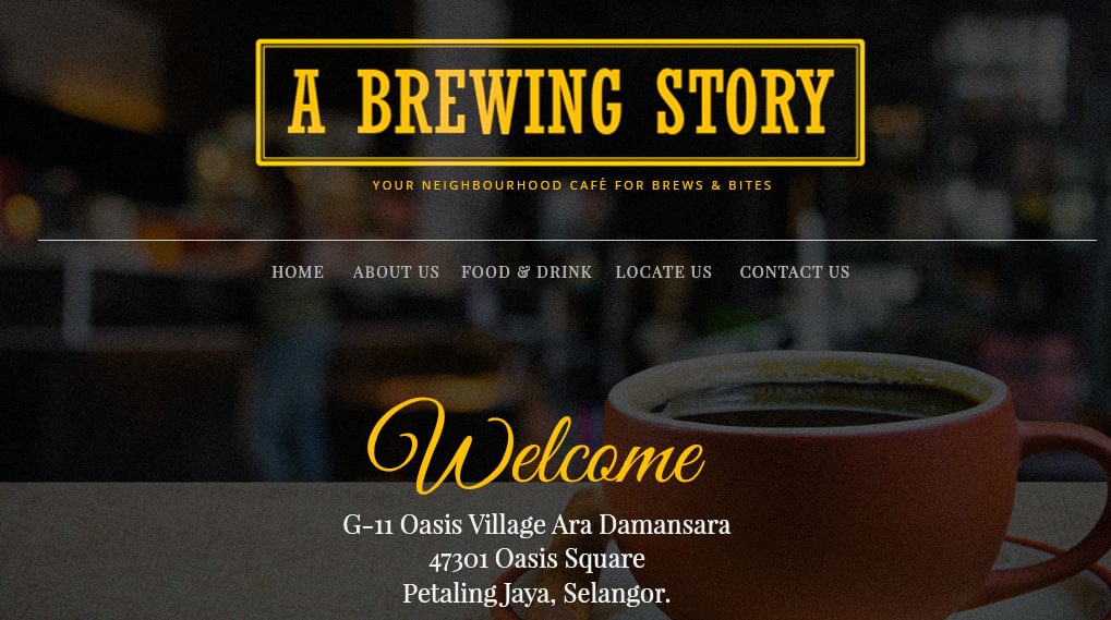 FIDO - Malaysia Freelance Web Designer Web Designer - Service Buat Website A Brewing Story Cafe - Ara Damansara