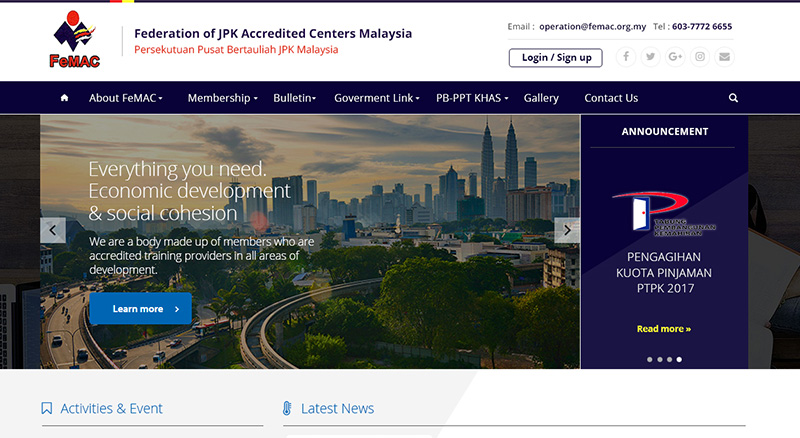 FIDO - Malaysia Freelance Web Designer Web Designer - Service Buat Website Federation of JPK Accredited Centers Malaysia - FEMAC