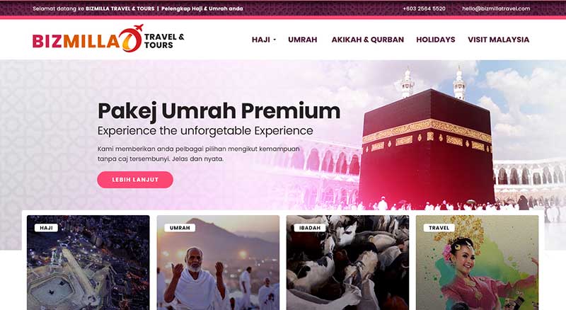 FIDO - Malaysia Freelance Web Designer Web Designer - Service Buat Website Bizmilla Travel & Tours