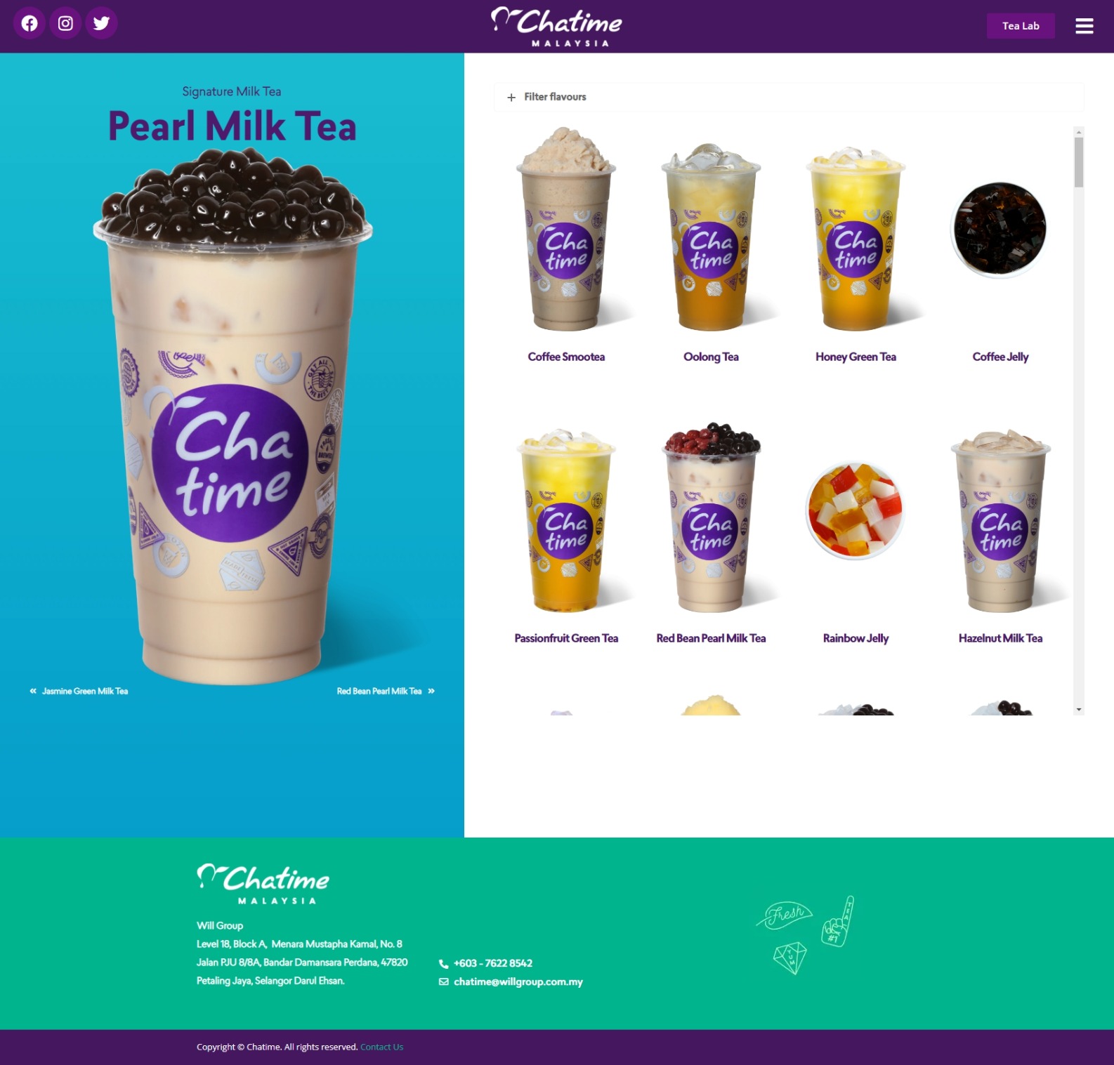 Web Design Service for Chatime Product Menu