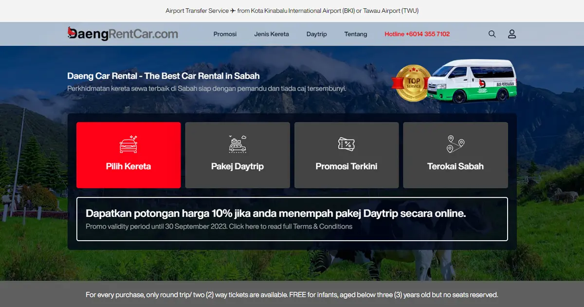 FIDO - Malaysia Freelance Web Designer Web Designer - Service Buat Website Daeng Car Rental